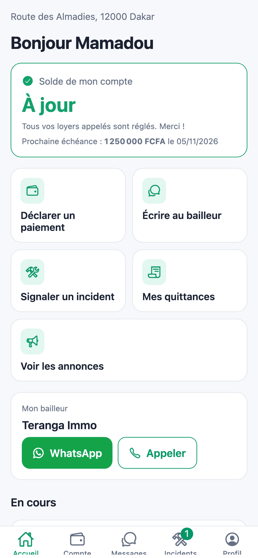 Espace locataire sur téléphone